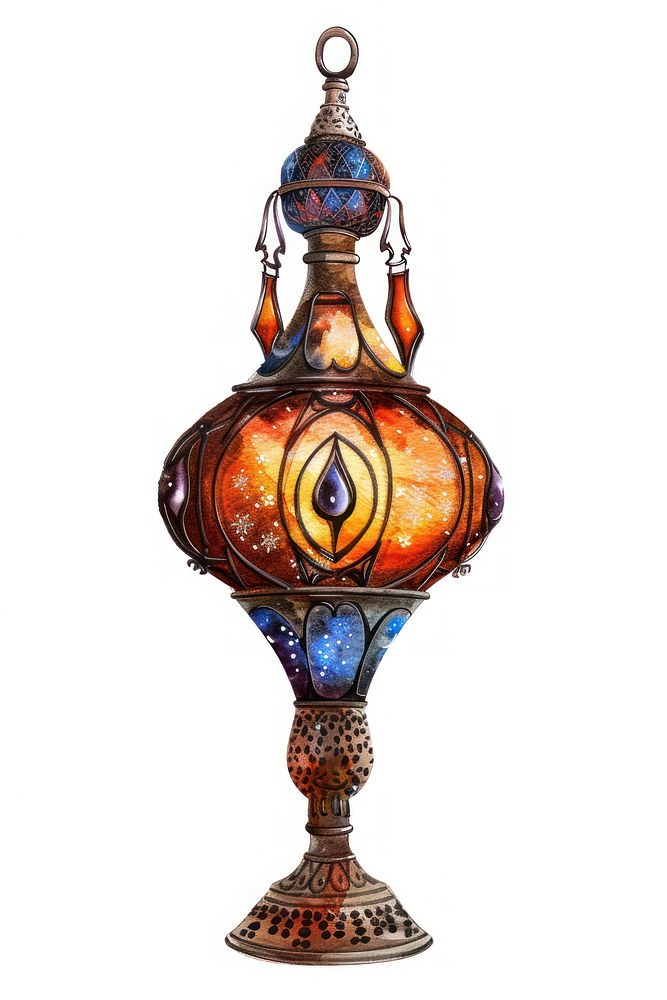 Ottoman painting of lamp white background architecture decoration.