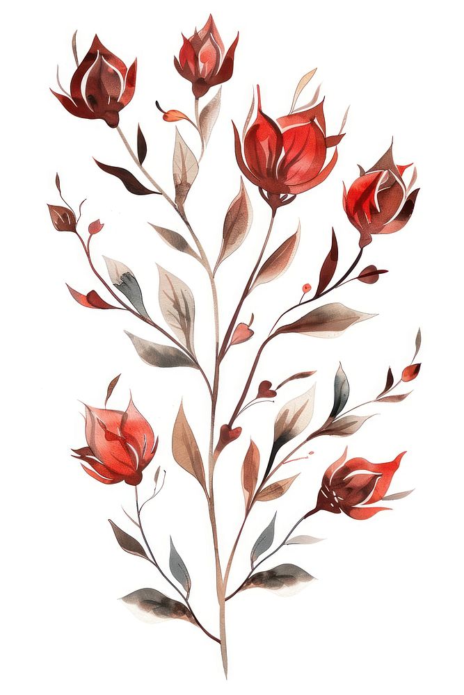 Ottoman painting of plant pattern flower white background.