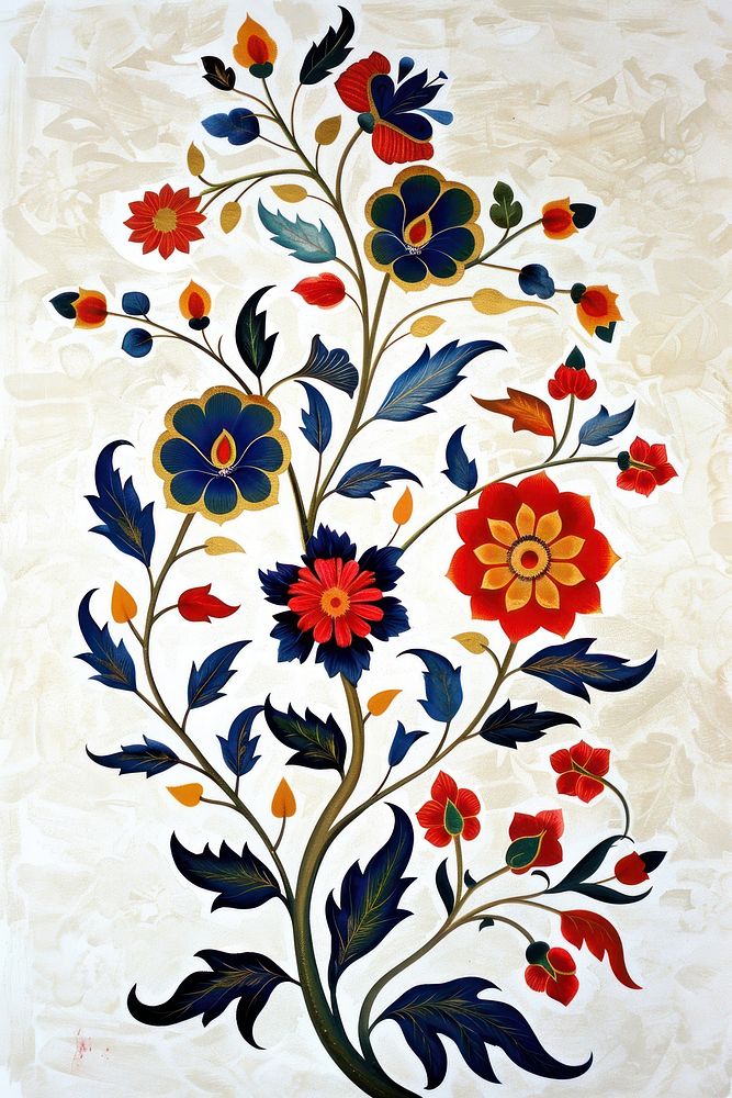 Ottoman painting of plant backgrounds pattern art.