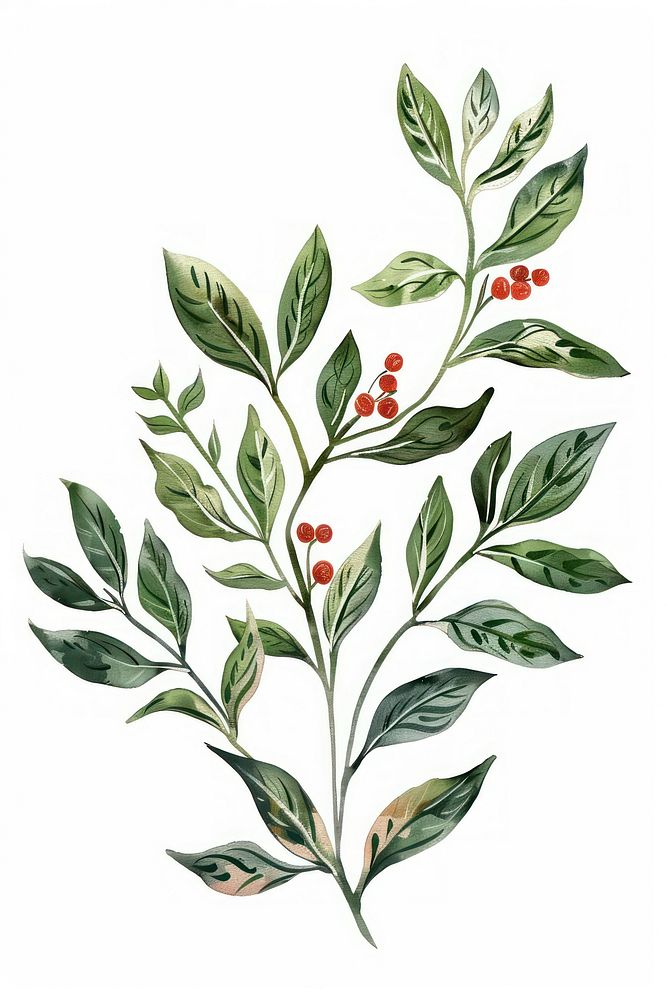 Ottoman painting of plant pattern herbs leaf.
