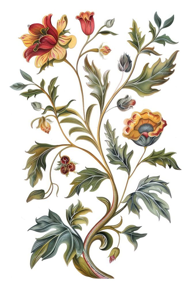 Ottoman painting of plant pattern art creativity.