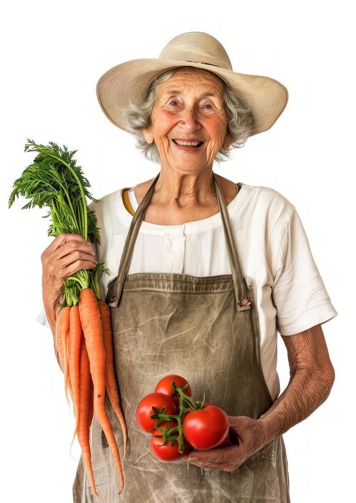 A happy senior woman nature hat gardening.
