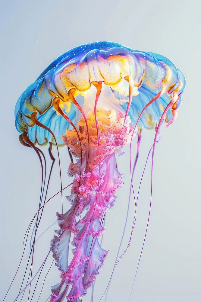 Colorful jellyfish invertebrate animal person.