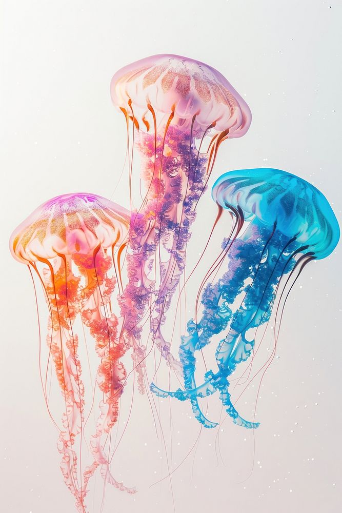 Colorful jellyfish invertebrate chandelier animal.