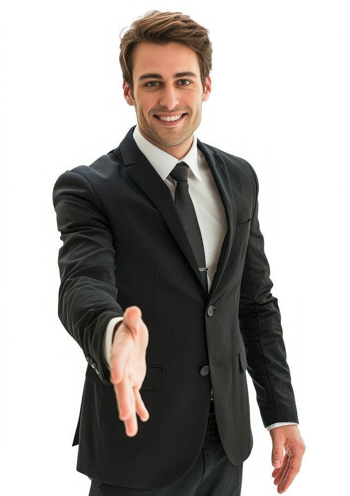 Businessman open handshake tuxedo blazer adult.