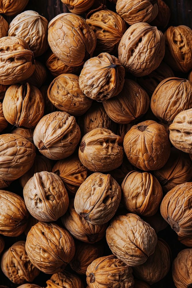 Top view photo of many walnuts plant food backgrounds.
