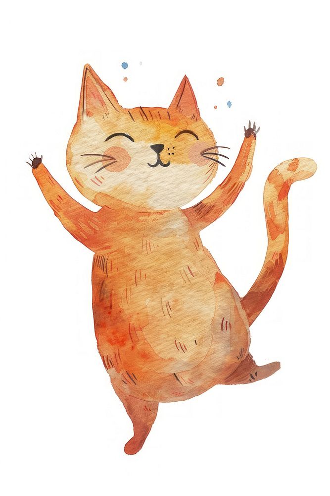 Cat dance illustrated painting drawing.