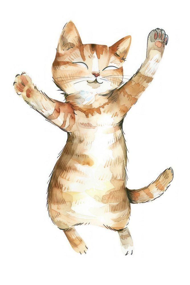 Cat dancing illustrated drawing animal.