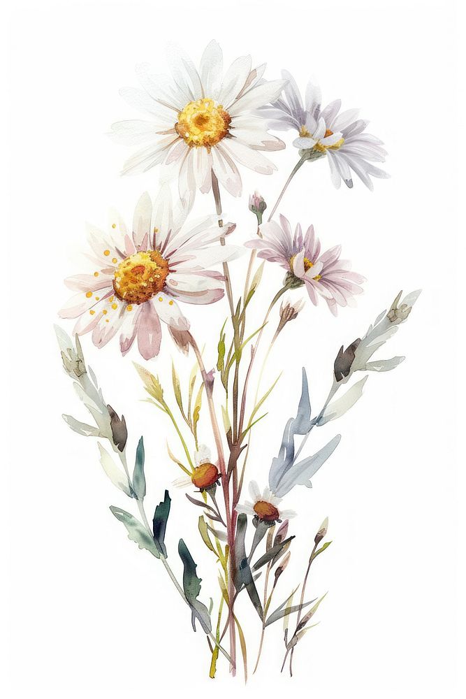 Daisy bouquet asteraceae painting blossom.