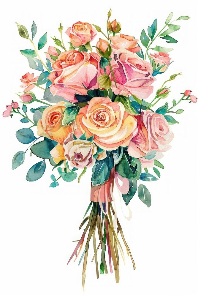 Rose marry bouquet graphics blossom pattern.