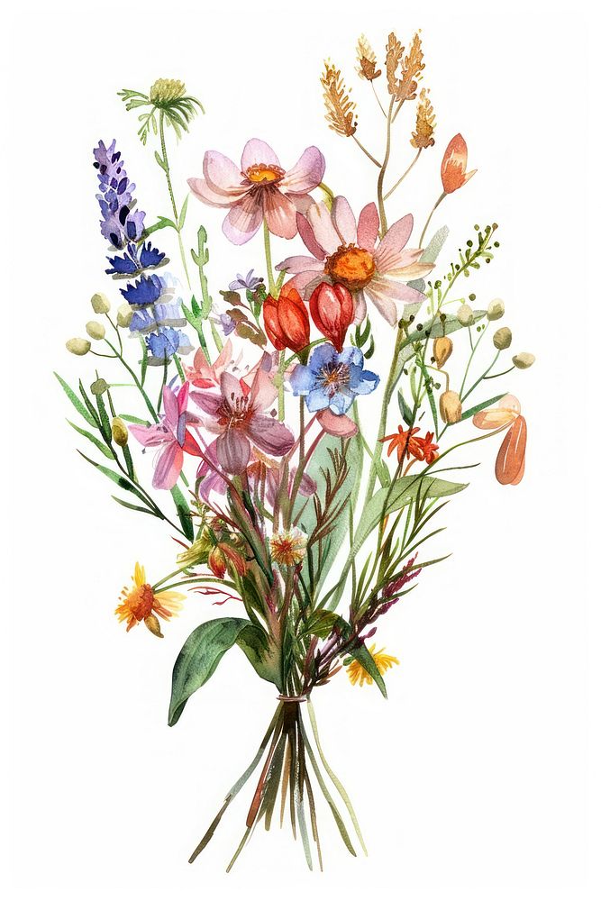 Wildflower bouquet graphics painting pattern.