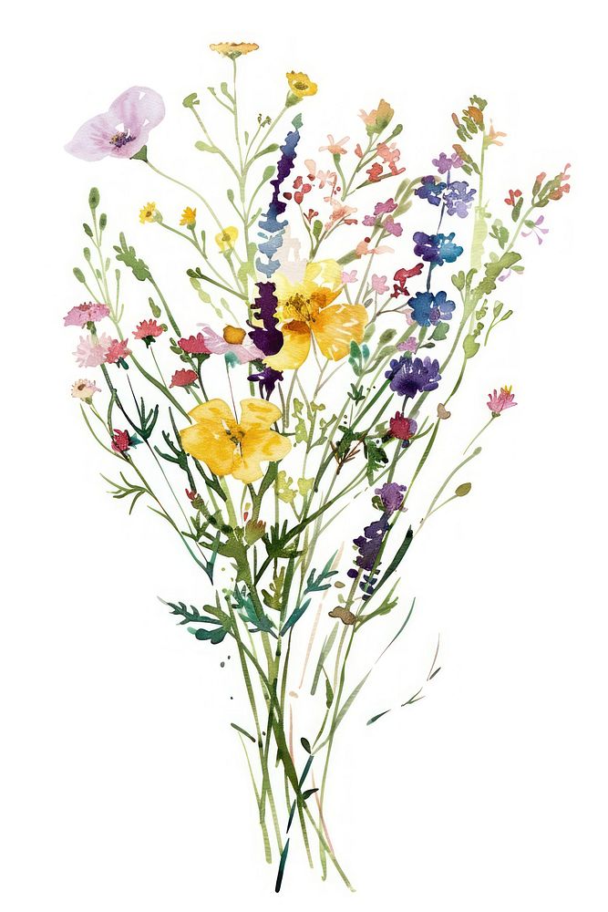 Wildflower bouquet graphics painting blossom.