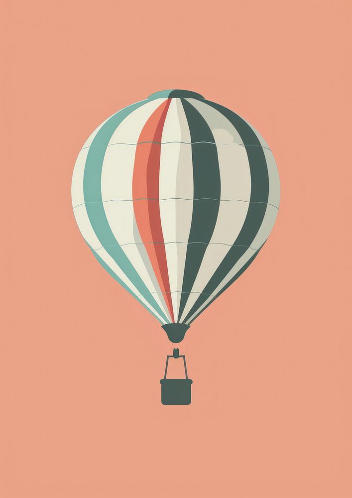 Minimalist Illustration of hot air ballon transportation aircraft vehicle.