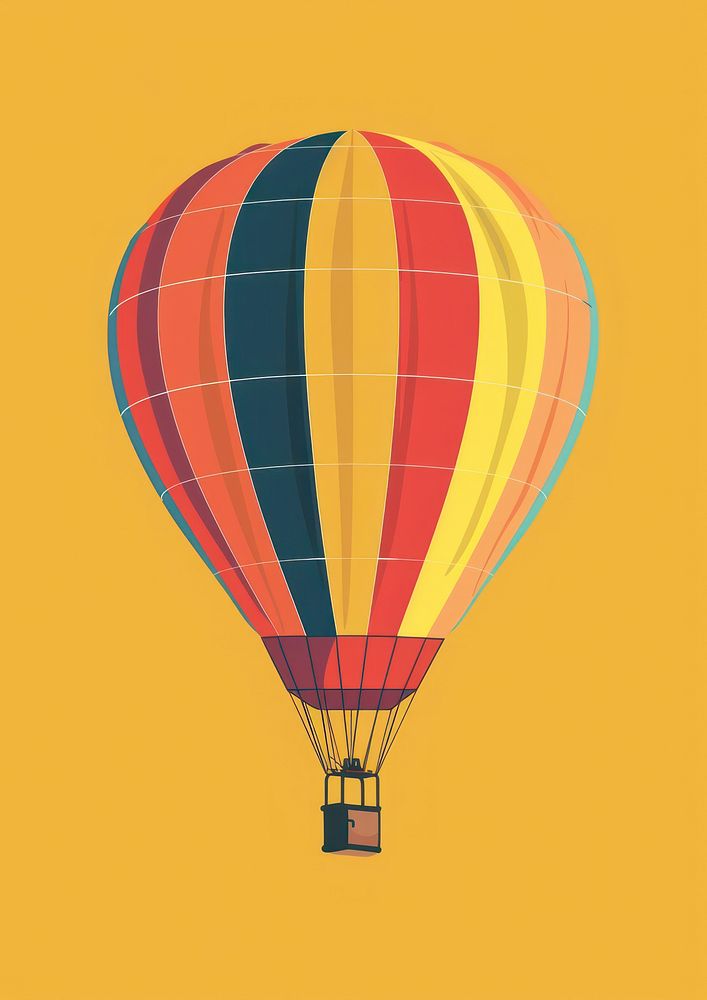 Minimalist Illustration of hot air ballon transportation aircraft airplane.