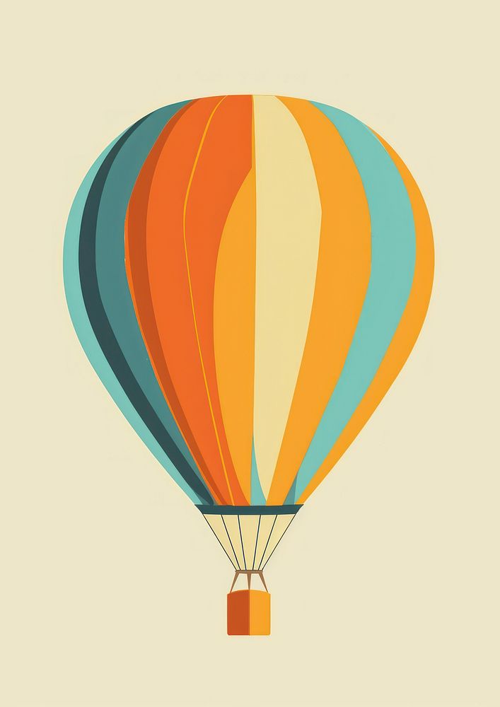 Minimalist Illustration of hot air ballon transportation aircraft vehicle.