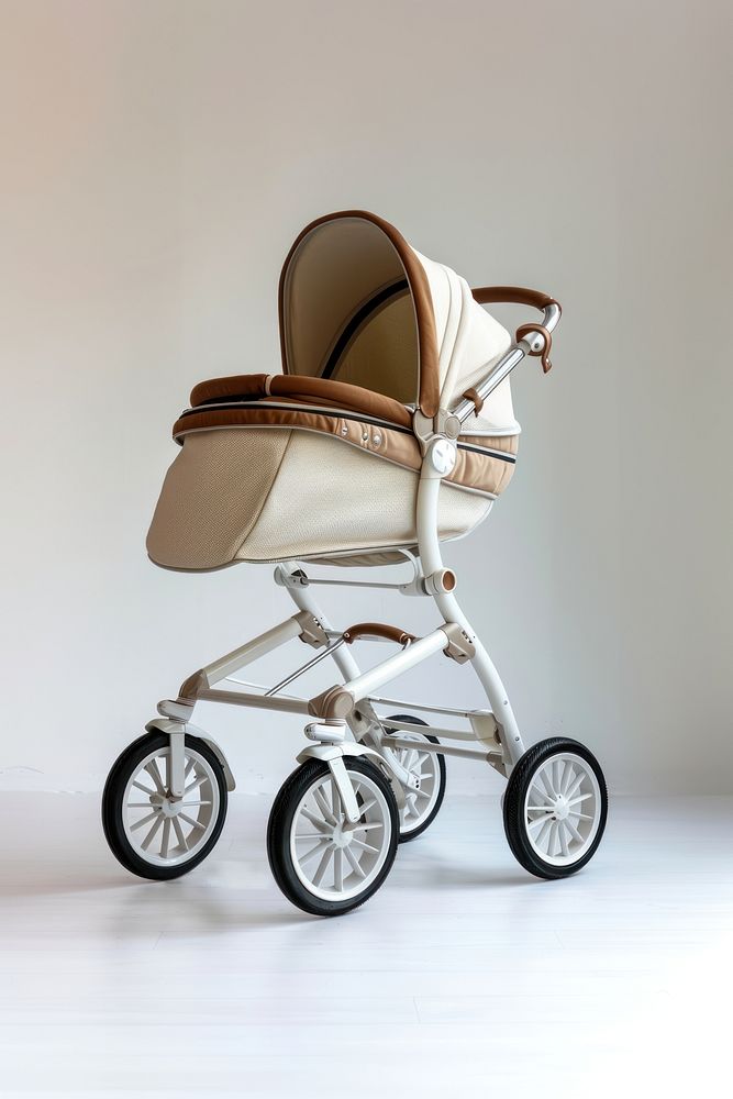 A modern baby stroller wheelchair furniture vehicle.