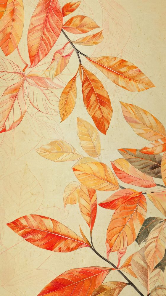 Wallpaper autumn leaves drawing sketch backgrounds.