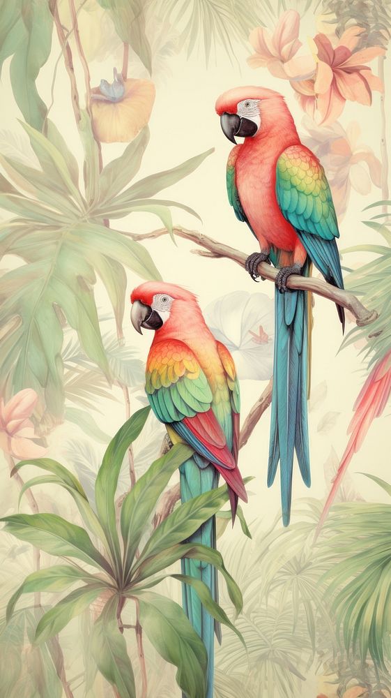 Wallpaper birds parrot animal plant.