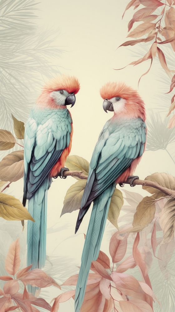 Wallpaper birds drawing animal parrot.