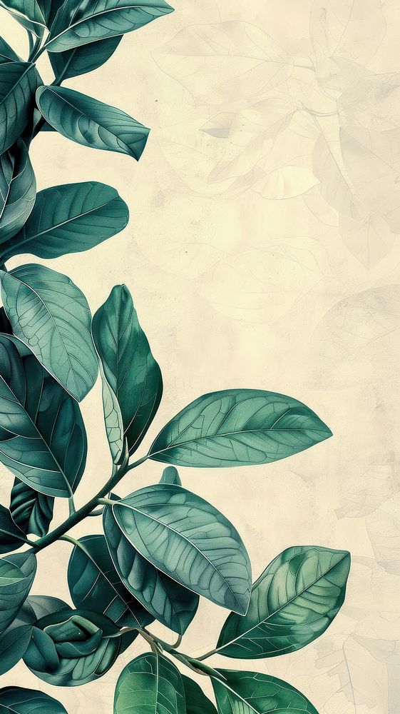 Wallpaper green leaves backgrounds nature sketch.