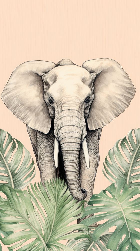Wallpaper elephant drawing sketch wildlife.
