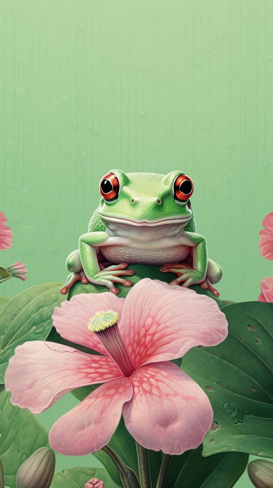 Wallpaper frog amphibian reptile flower.