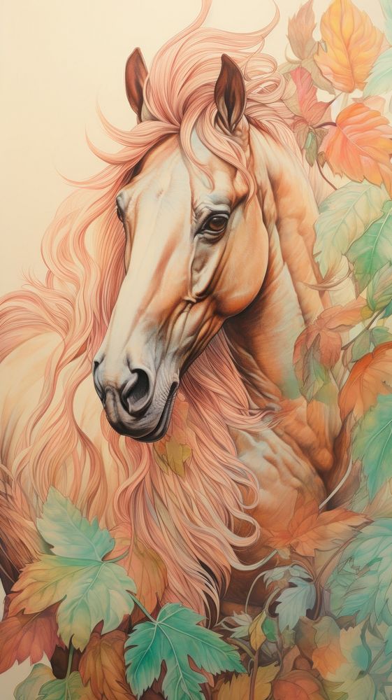 Wallpaper horse drawing sketch painting.