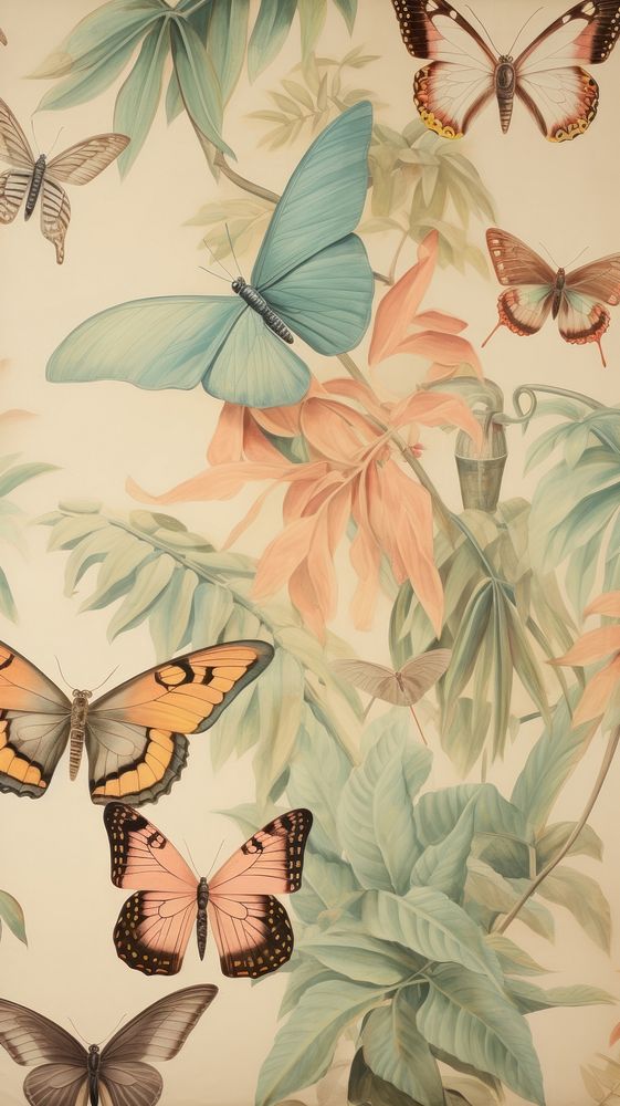 Wallpaper insects backgrounds butterfly sketch.