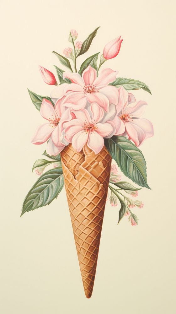 Wallpaper ice cream dessert drawing flower.