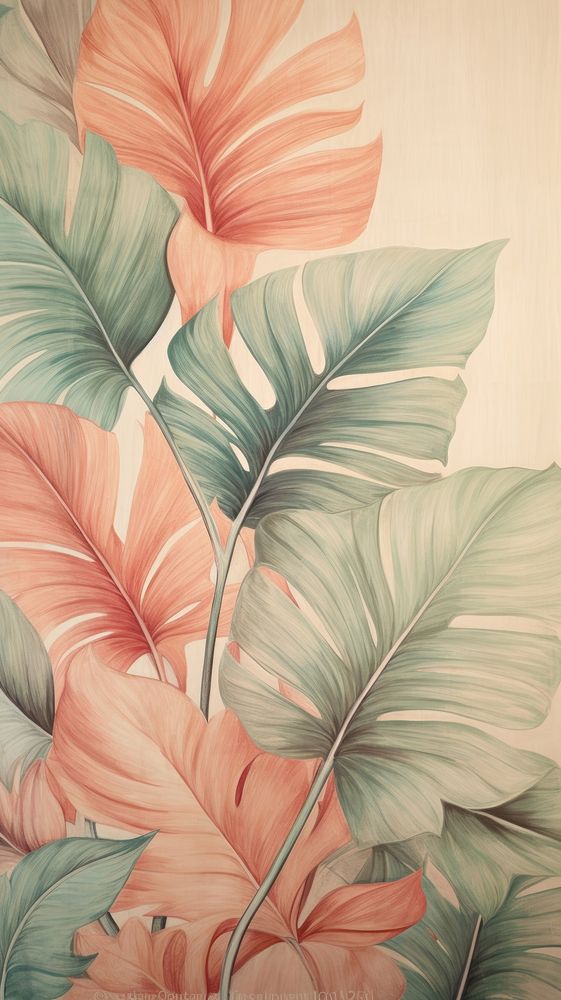 Wallpaper leaves backgrounds painting pattern.