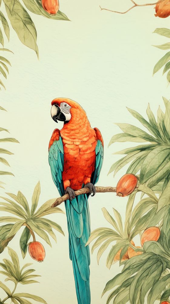 Wallpaper parrot birds animal red wildlife.