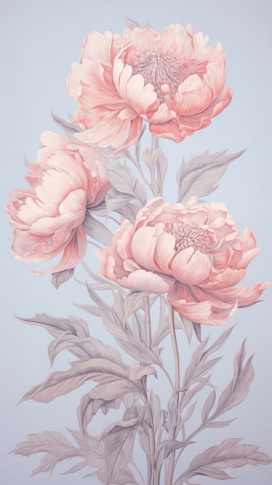 Wallpaper peony drawing sketch flower.