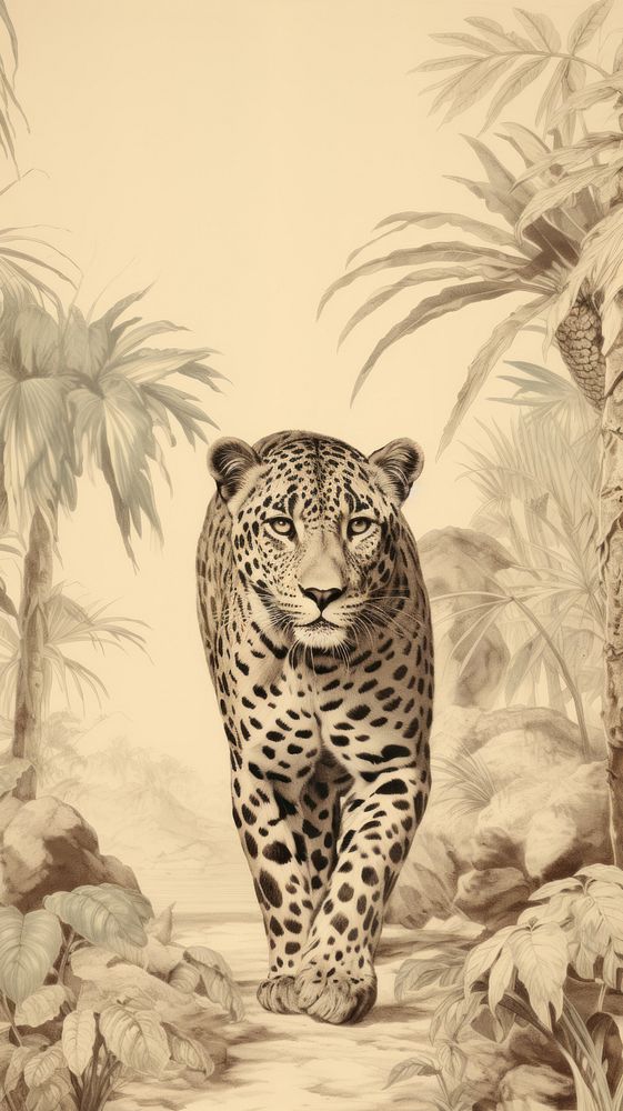 Wallpaper running leopard wildlife drawing animal.