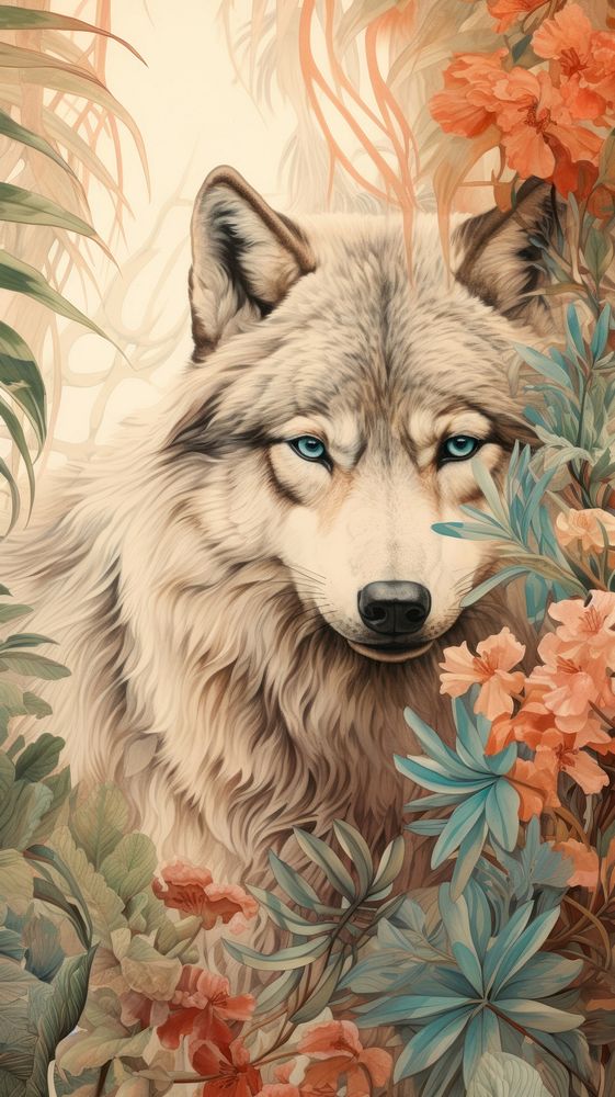 Wallpaper wolf painting animal mammal.