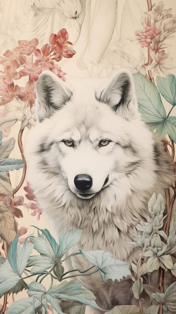 Wallpaper white wolf drawing sketch animal.