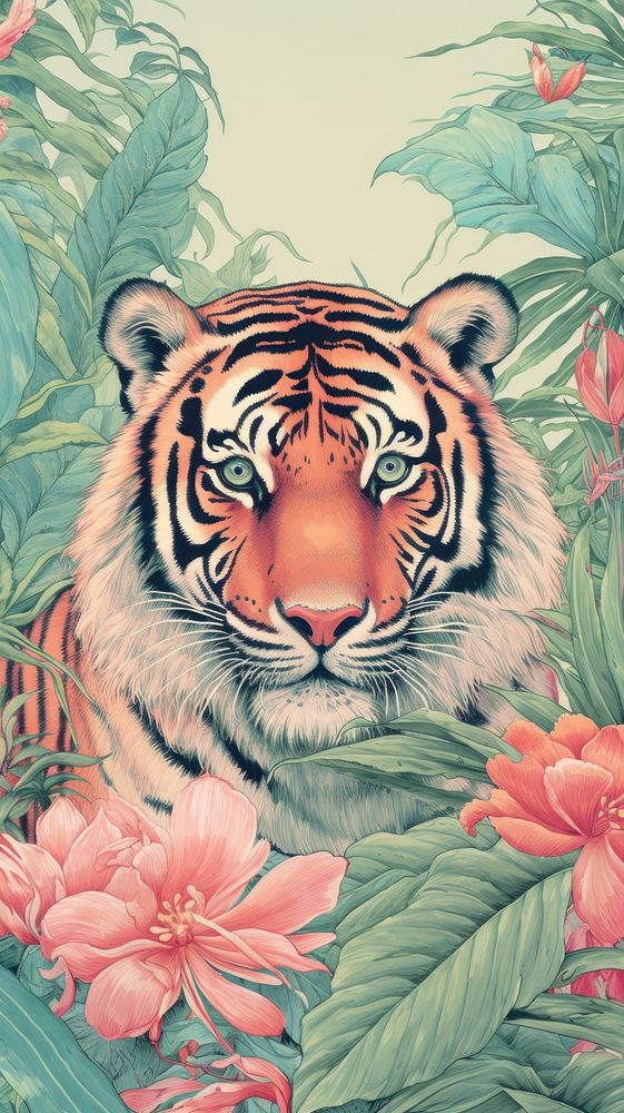 Wallpaper tiger wildlife pattern animal.