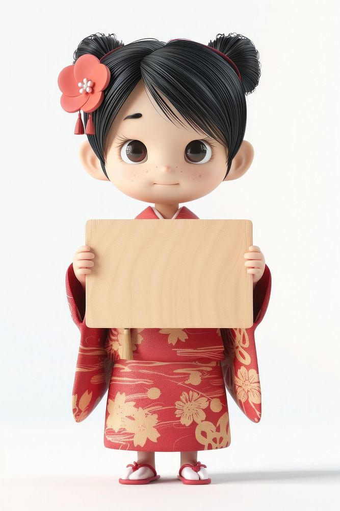 Kimono holding board person robe doll.