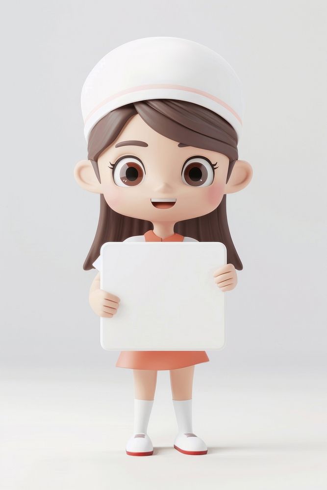 Nurse holding board standing person cute.