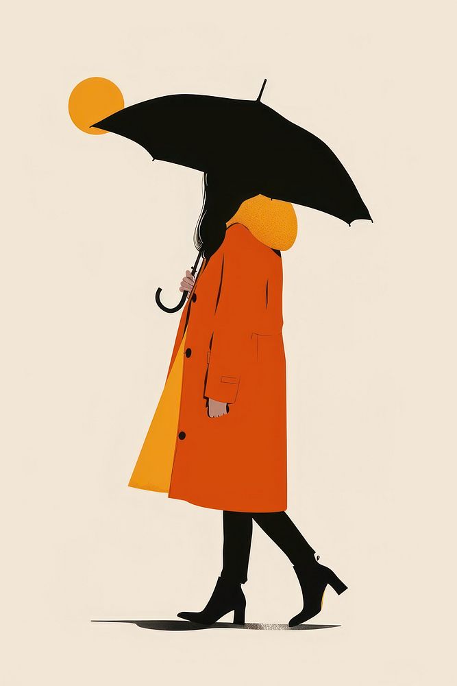 Drawing women umbrella raincoat protection.