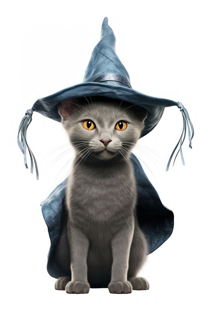 Korat cat wearing a wizard hat animal mammal kitten.
