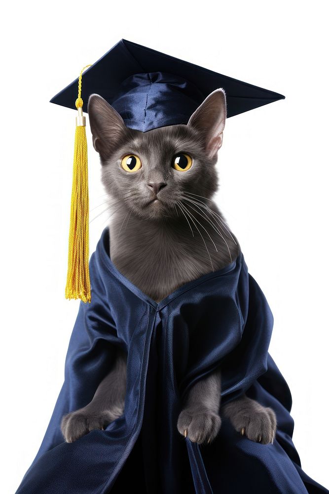 Korat cat wearing a wizard hat graduation animal mammal.