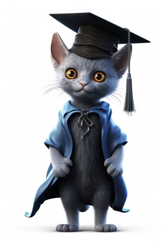 Korat kitten wearing a wizard hat graduation animal mammal.