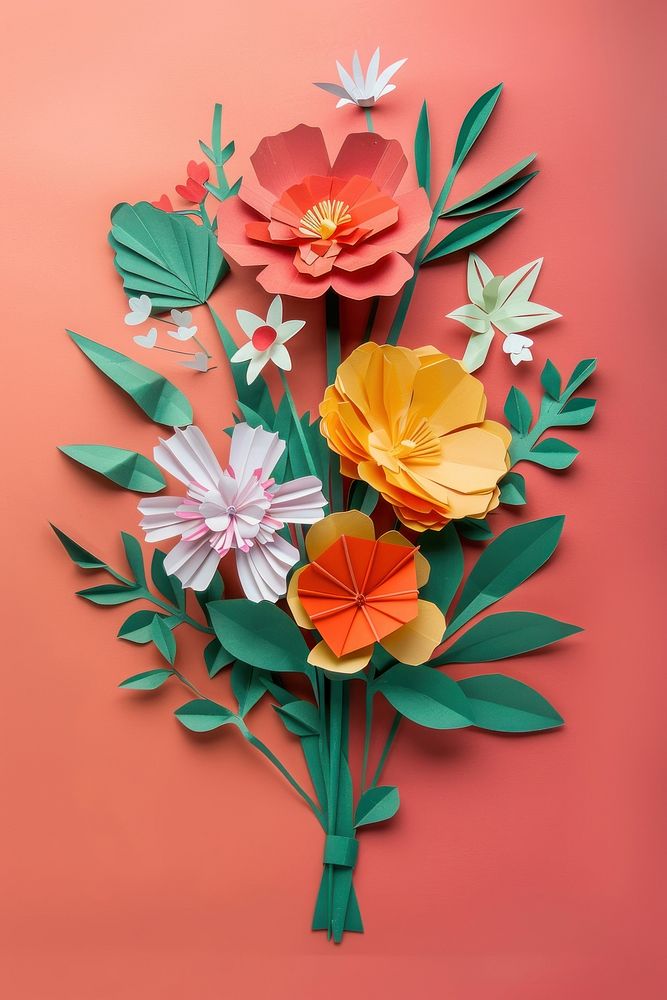 Paper cutout of a flower bouquet plant craft art.