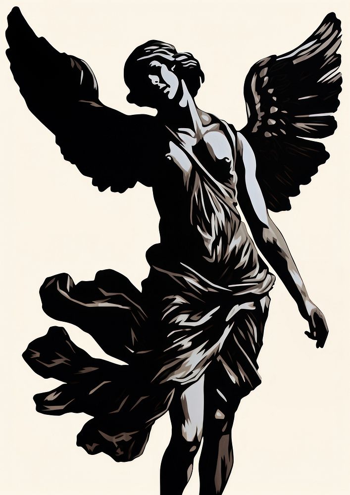 Goddess Nike silhouette archangel stencil.