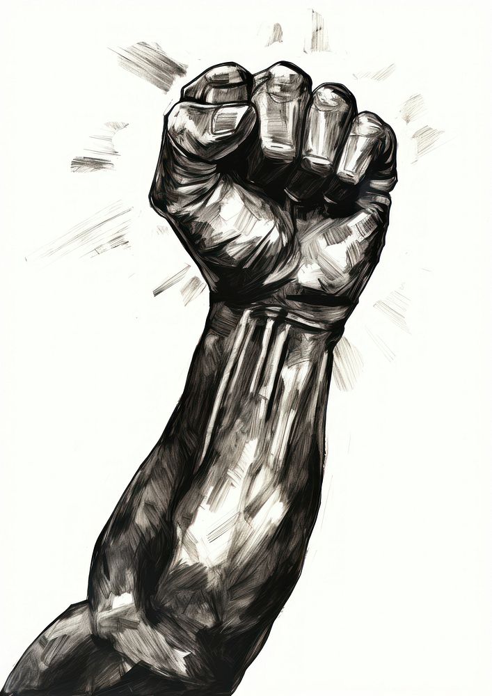 A protester raising a fist art illustrated drawing.