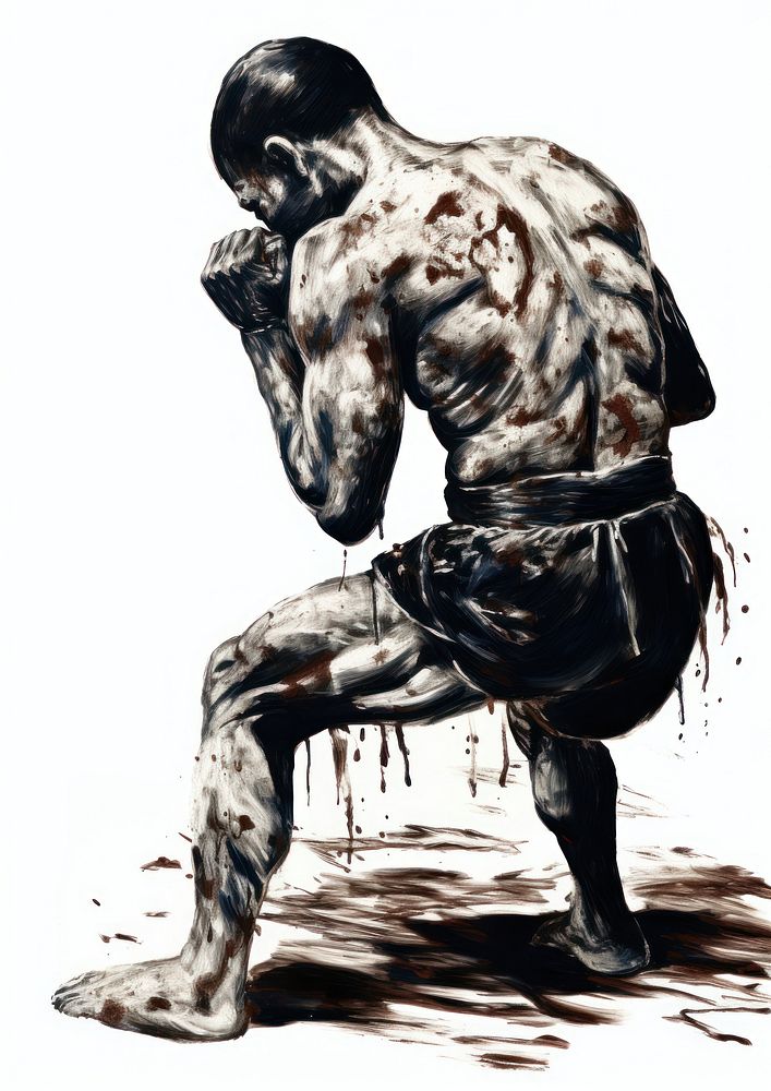 Muay Thai fighting painting back art.