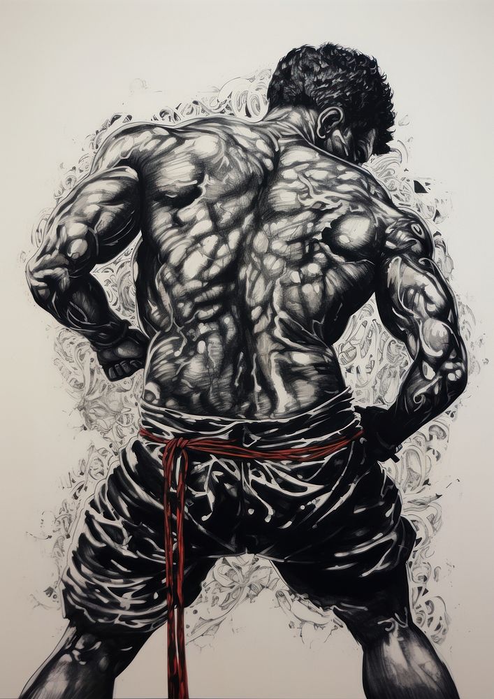 A tattooed yakuza back art illustrated.