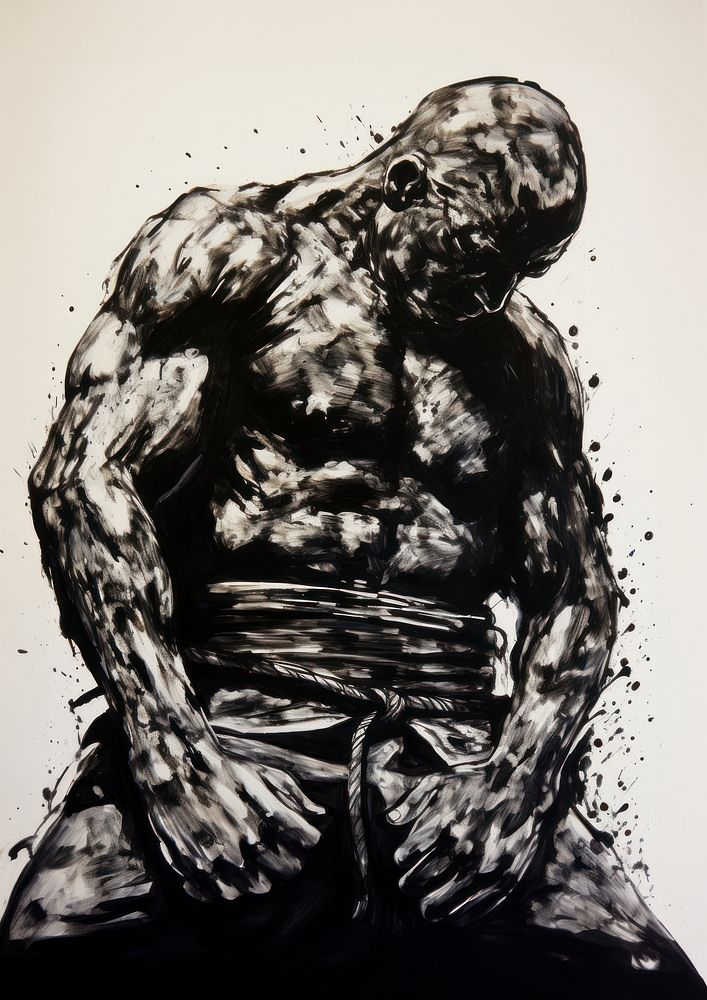 A black judo guy standing pose painting art accessories.