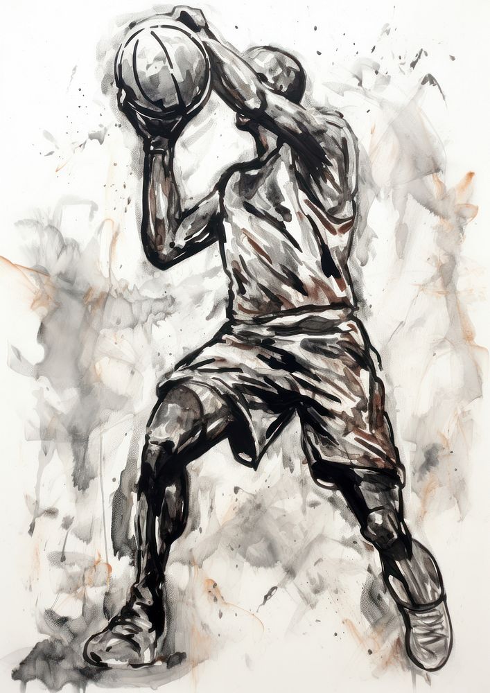 A basketball player painting art illustrated.