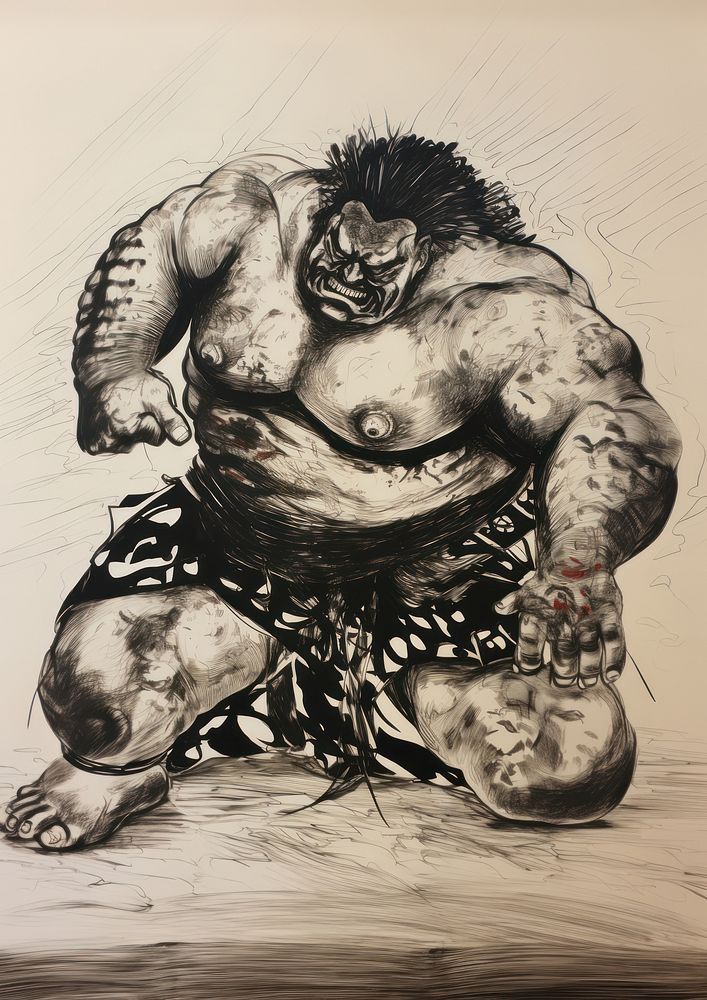 Sumo wrestler painting tattoo art.